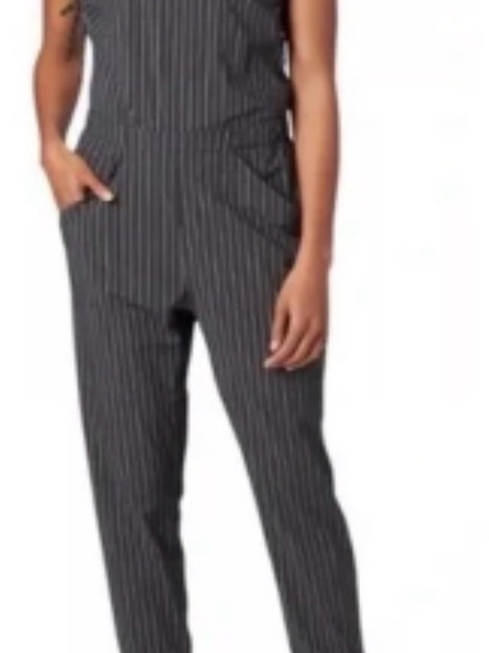 Mountain Hardwear Black Pinstripe V-Neck Jumpsuit